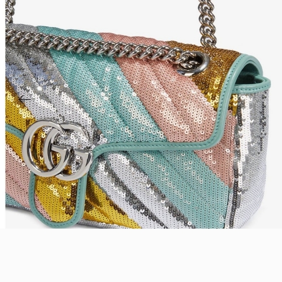 Gucci GG Marmont Multi-Color Sequined Shoulder Bag - Picture 4 of 9
